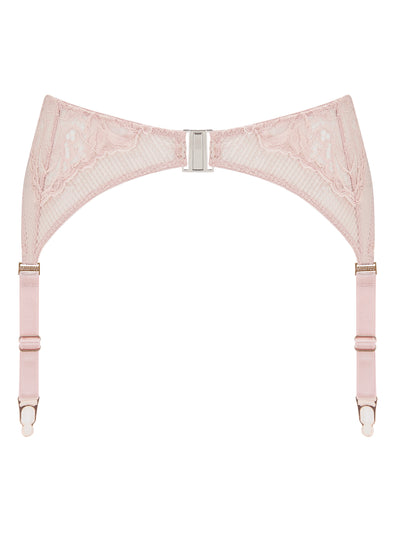 Simone rose pink stretch lace suspender belt