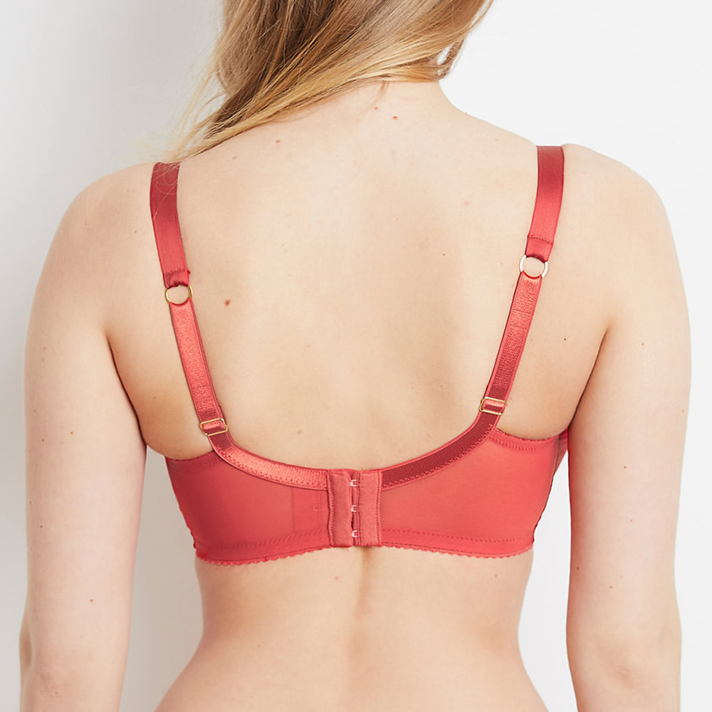 Sophia balconette red lace bra back view