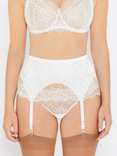 Grace ivory and gold deep suspender belt front view