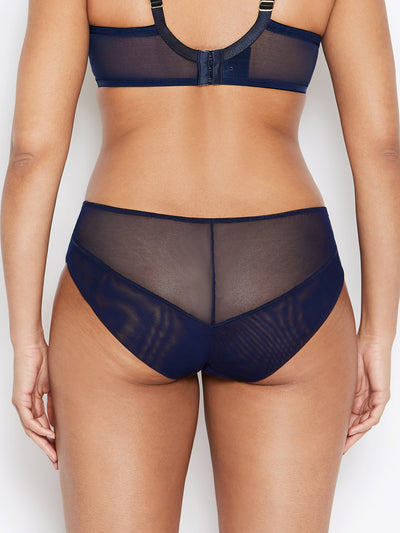 Nina navy blue mesh knickers - back view
