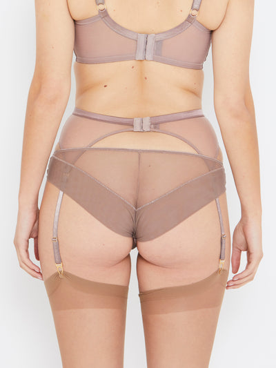 Sophia café lace high waist suspender belt