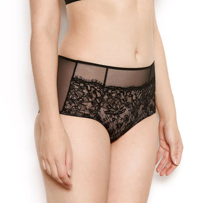 Abbie black lace high waisted knickers
