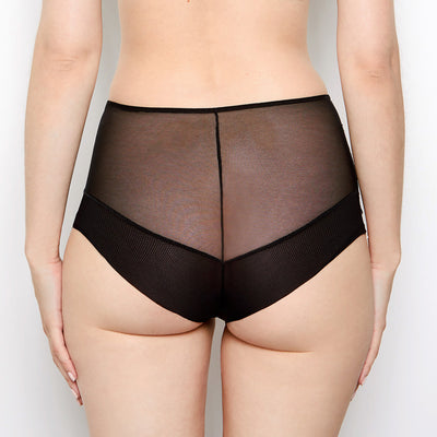 Abbie black lace high waisted knickers back view