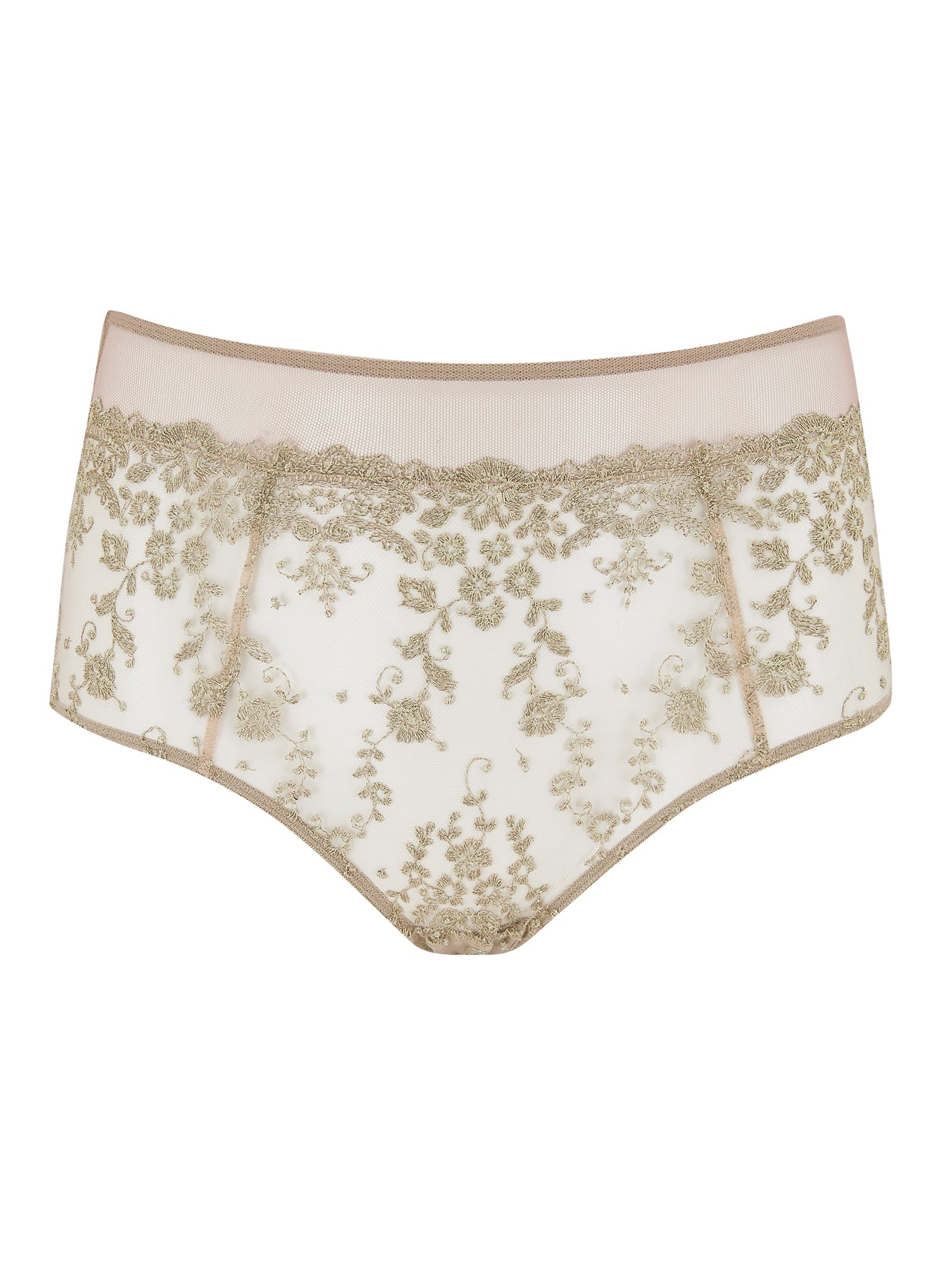 Abrielle gold embroidered high waist knickers