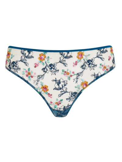 Evelyn cyan floral embroidered knickers