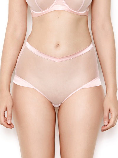 Nina rose pink mesh high waisted knickers Front