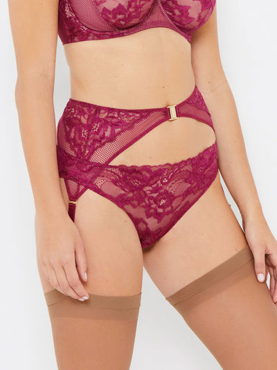 Simone Boysenberry Stretch Lace Suspender Belt - Katherine Hamilton Simone Boysenberry Stretch Lace Suspender Belt - Katherine Hamilton