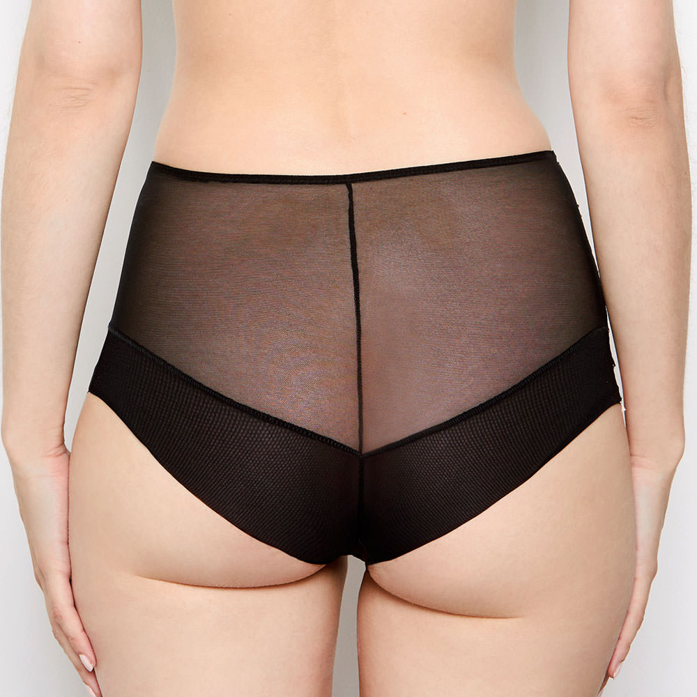 Sophia black lace high waisted knickers back view