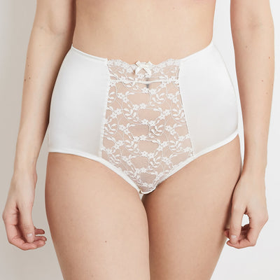 Sophia ivory lace high waisted knickers front view