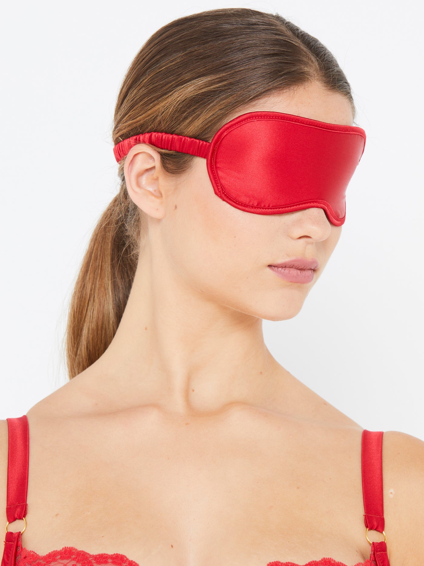 Sophia red silk eye mask
