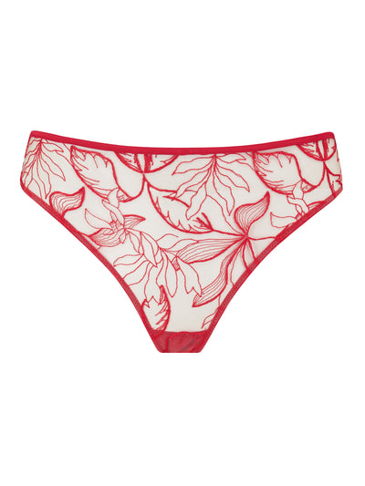 Vivian red embroidered thong